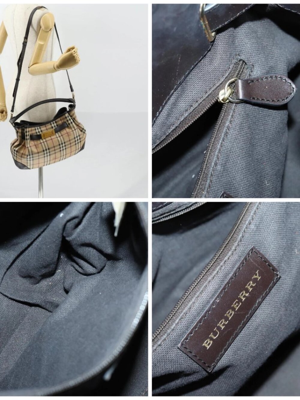 BURBERRY Nova Check Shoulder Bag PVC 2way Beige Gold - Picture 16 of 16